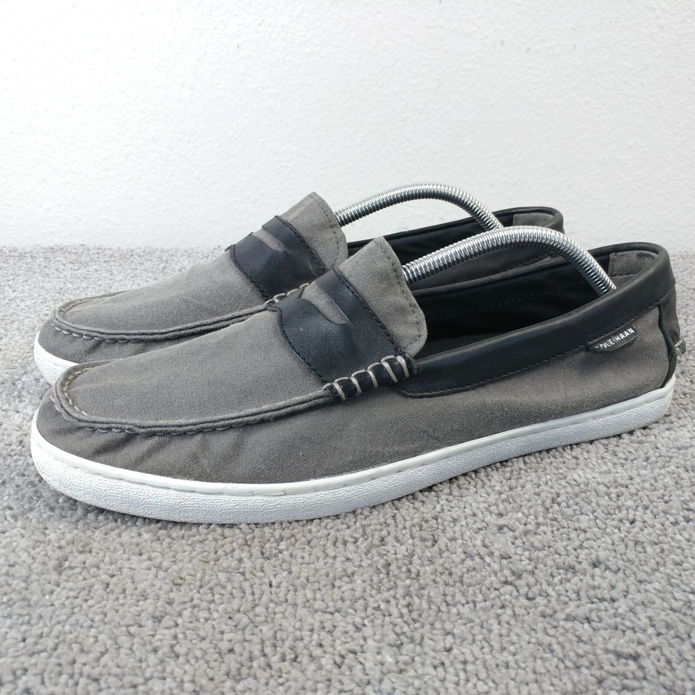 Cole Haan Pinch Weekender Mens 10.5 Penny Loafers Gray Canvas Slip On C22433